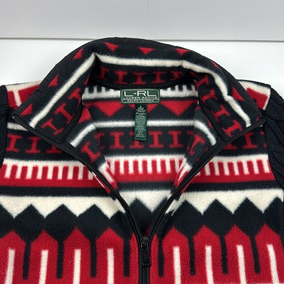 L-R-L Lauren Active Ralph Lauren Fleece Full Zip Sweater with Knit Sleeves - Picture 4 of 13